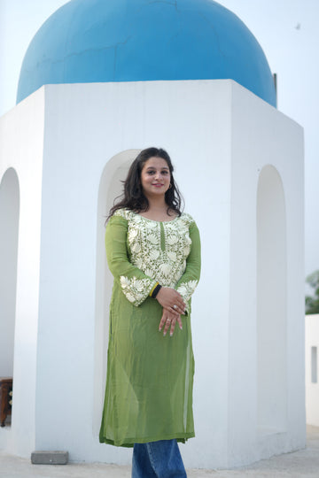 Shama Green Georgette Kurti