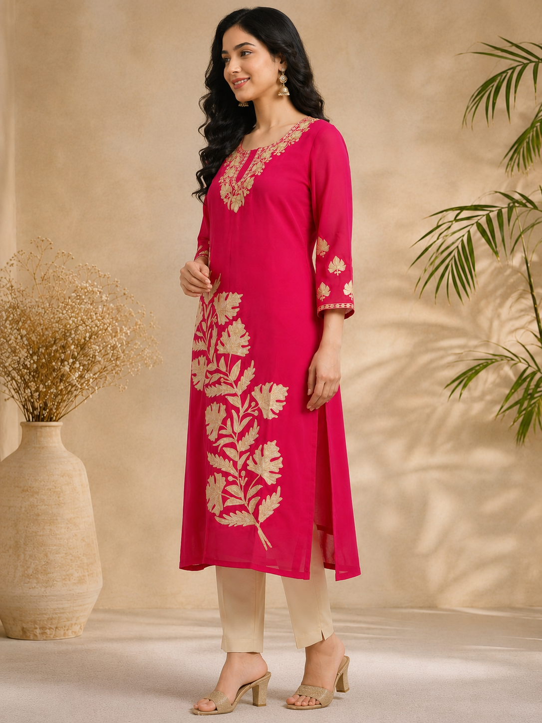Pushp Pink Georgette Kurti
