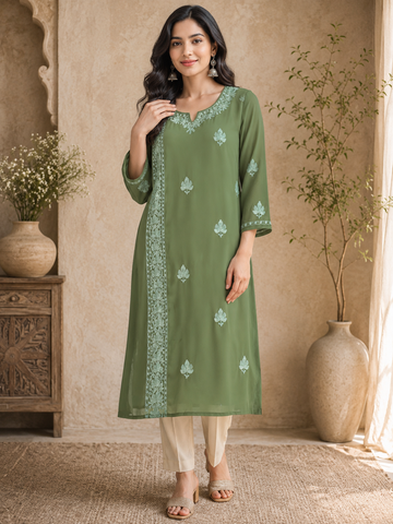 Shadab Green Georgette Kurti
