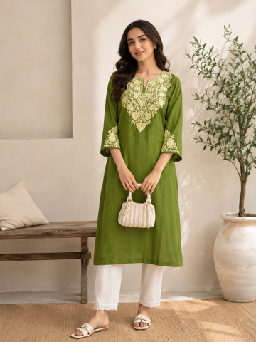 Shama Green Georgette Kurti