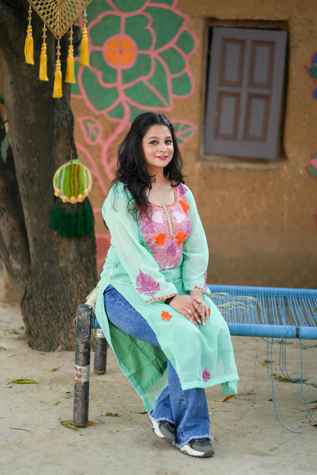 Naira Green Georgette Kurti