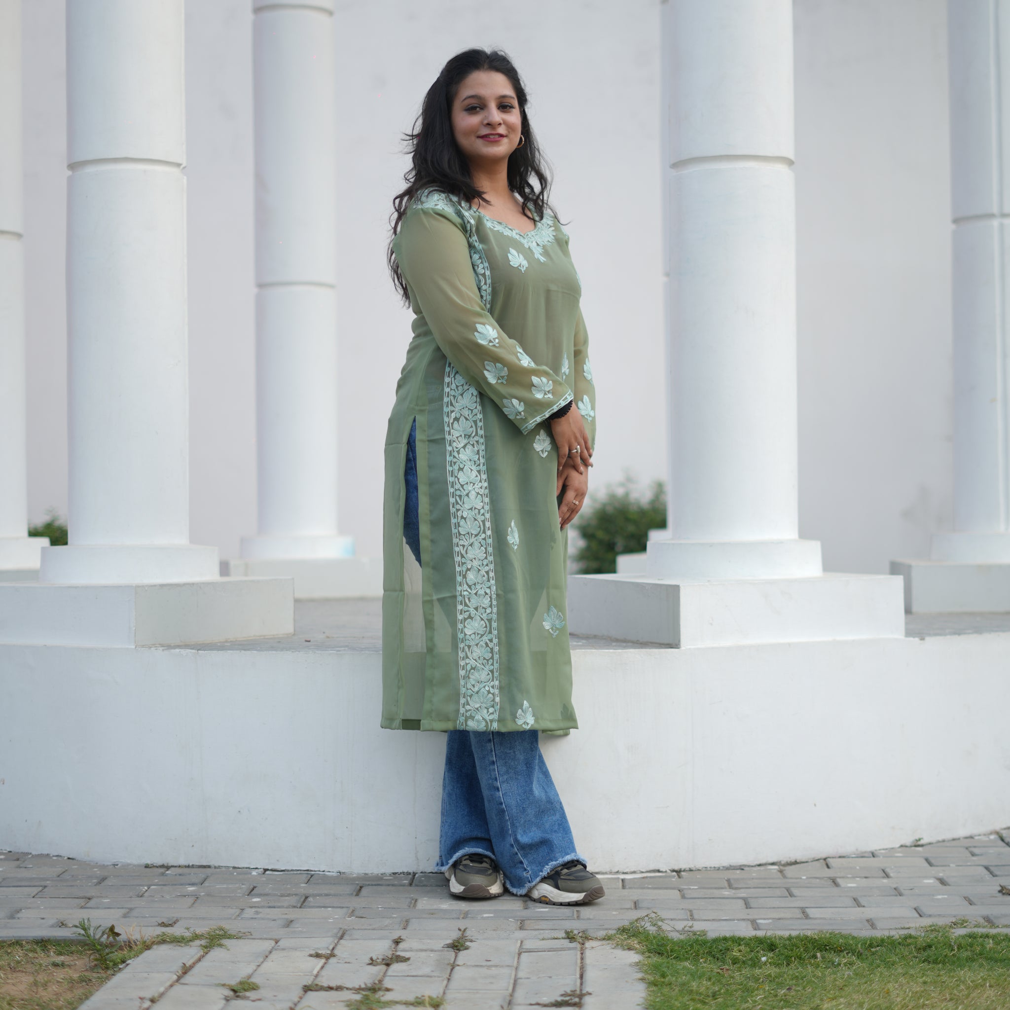 Shadab Green Georgette Kurti