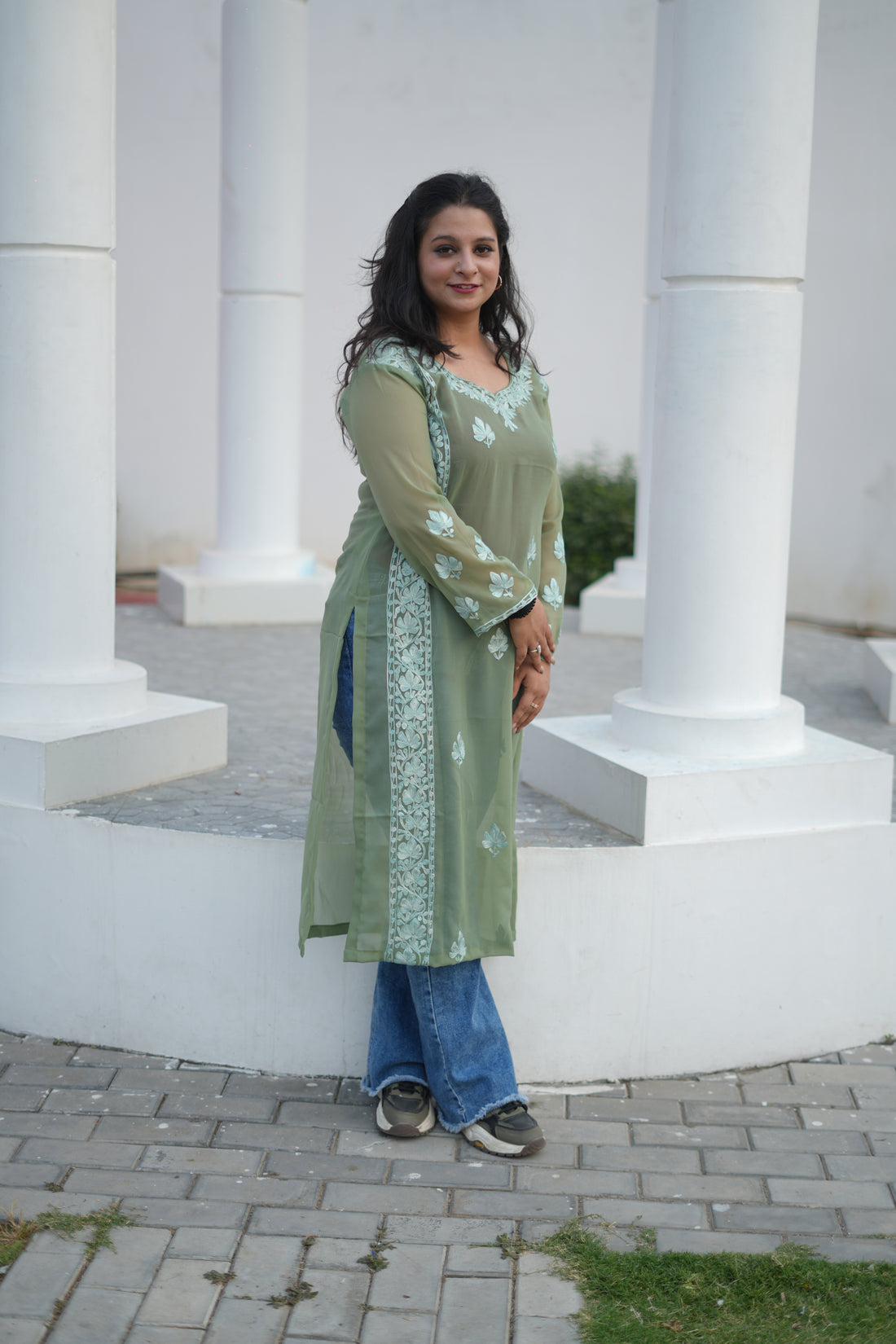 Shadab Green Georgette Kurti
