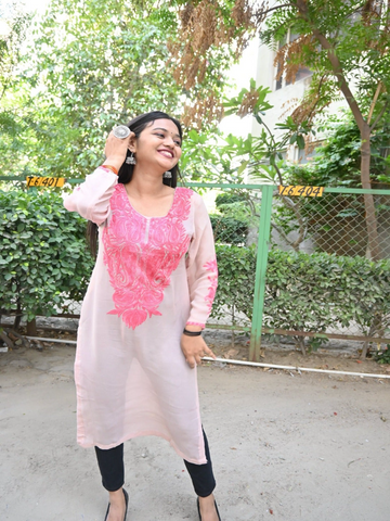 Aalam Light Pink Georgette (Bhoomer) Kurti