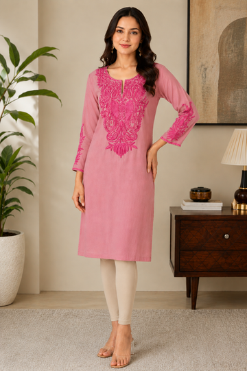 Aalam Light Pink Georgette (Bhoomer) Kurti